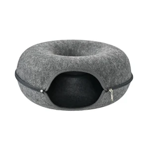 Leeby Cama Túnel Feltro Cinzento para gatos