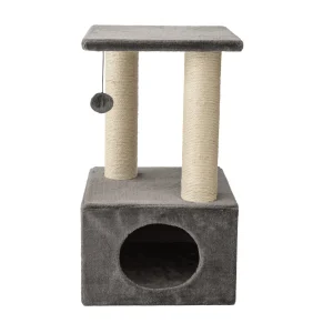 Leeby Colette Scratch arranhador com cama nido e brinquedo cinzento para gatos