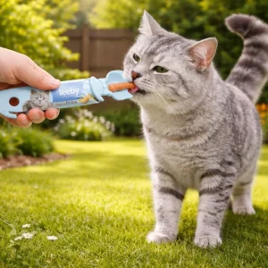 Leeby Colher Dispensadora Pasta de Snacks Azul para gatos