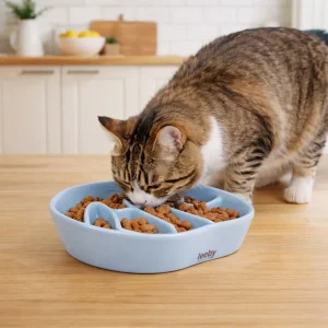 Leeby Comedouro Antivoracidade de Cerâmica para gatos