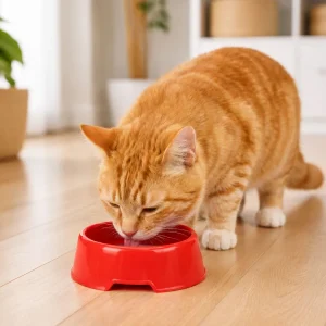 Leeby Comedouro de Plástico Vermelho para cães e gatos