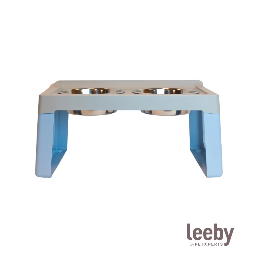 Leeby Comedouro Duplo Azul em Aço Inoxidável para cães - Image 2