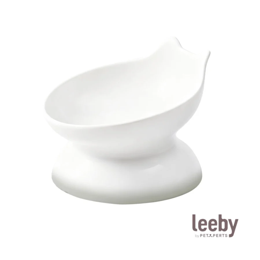 Leeby Comedouro Elevado Inclinado de Cerâmica Branco para gatos - Image 2