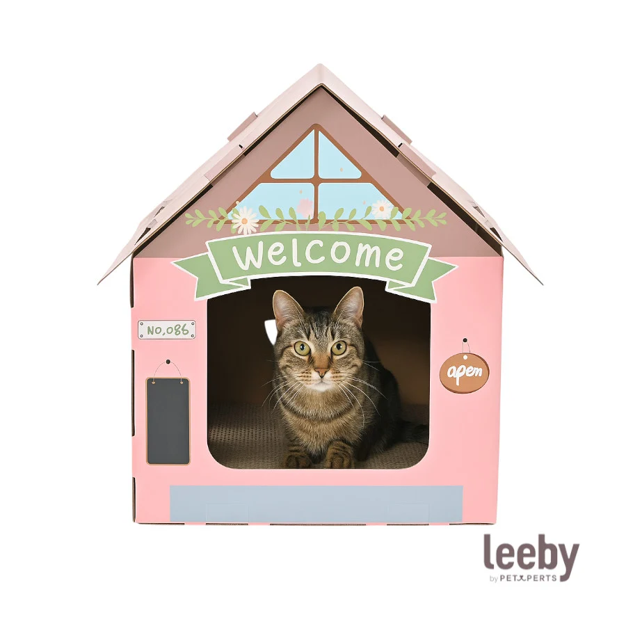 Leeby Hattie casota arranhadora de cartão cor-de-rosa para gatos - Image 2