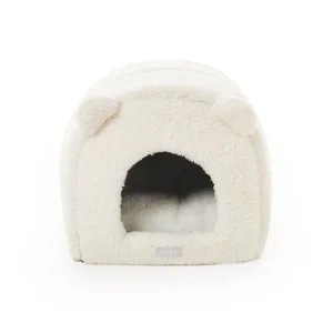 Leeby Igloo amovível em pele de carneiro branca para gatinhos