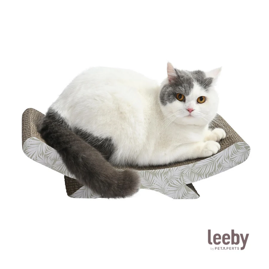 Leeby Remy Rocker arranhador de cartão horizontal com padrão de folhas para gatos - Image 2