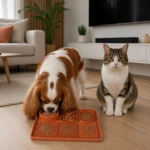 Leeby Tapete de Lamber Laranja para cães e gatos