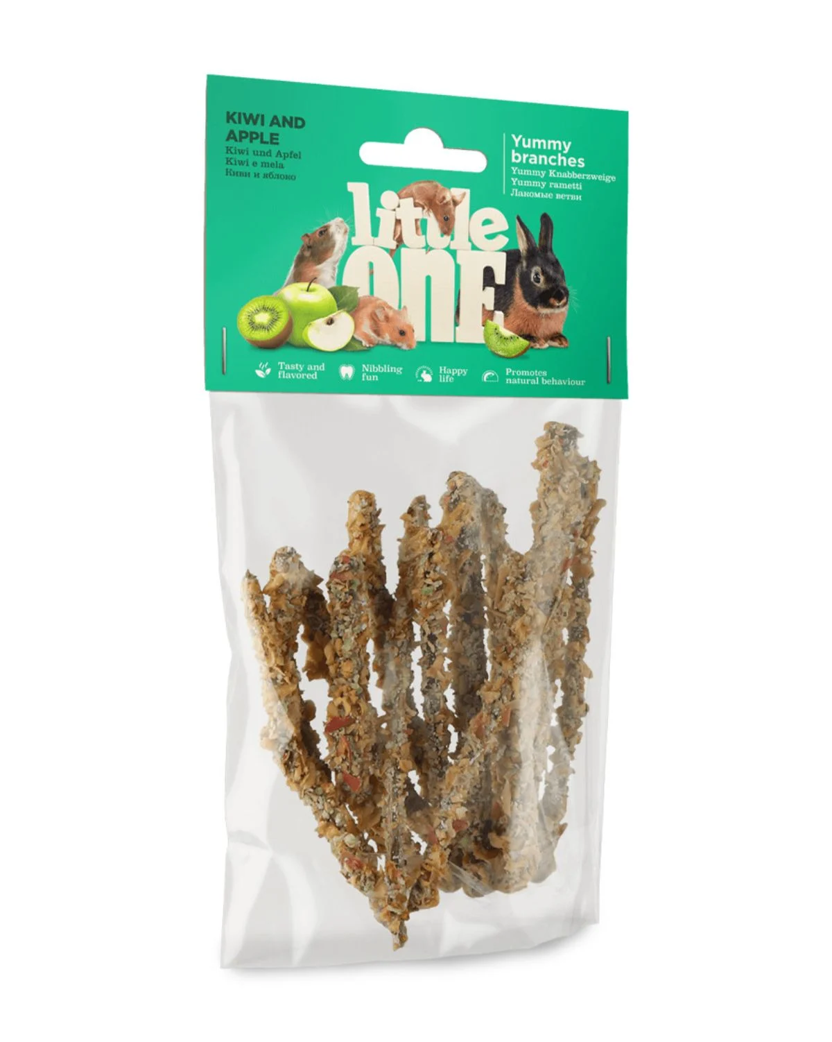 Little One Yummy Branches com Kiwi e Maçã – Snack para Roedores e Coelhos 35 g