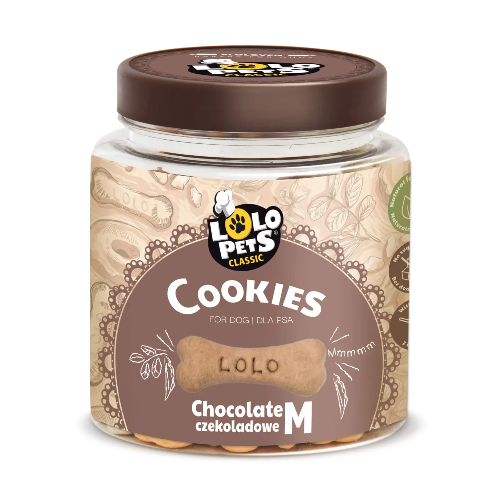 LOLOPETS Biscuits, bones para cão sabor chocolate 210G Tamanho M