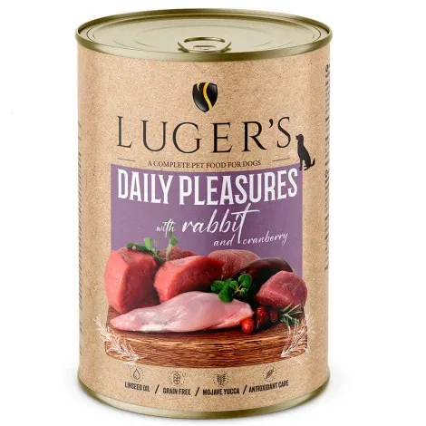 Luger’s Daily Pleasures – Alimento húmido para cão adulto – Coelho e arandos – Quantidade: 400 g