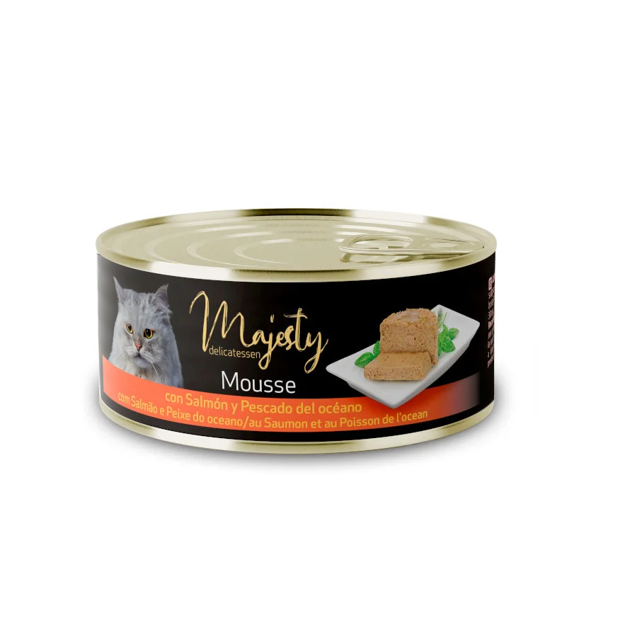 Majesty Adult Mousse de Salmão e Peixe do Oceano em lata para gatos