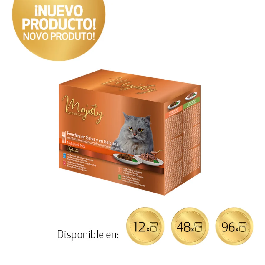 Majesty Multipack Comida húmida de peixe e carne em saquetas para gatos - Image 2