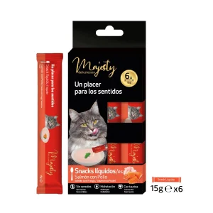 Majesty Salmão com Frango snack líquido para gatos