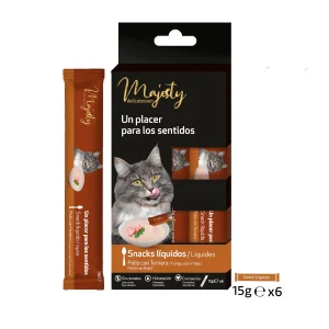 Majesty Snack líquido de frango e vitela para gatos