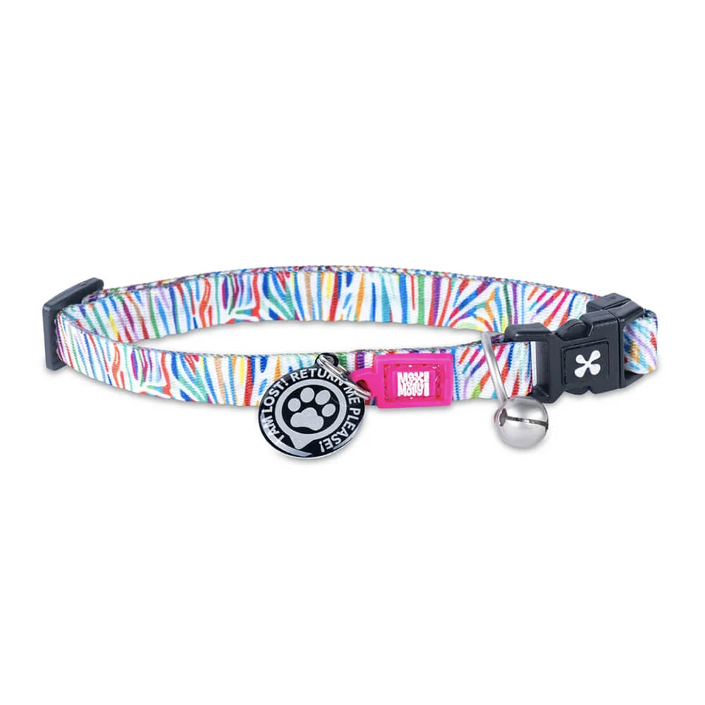 MAX & MOLLY – COLEIRA COM ID TAG “MAGIC ZEBRA” PARA GATO