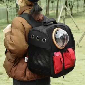 Mochila de transportes para gatos com visor para o exterior