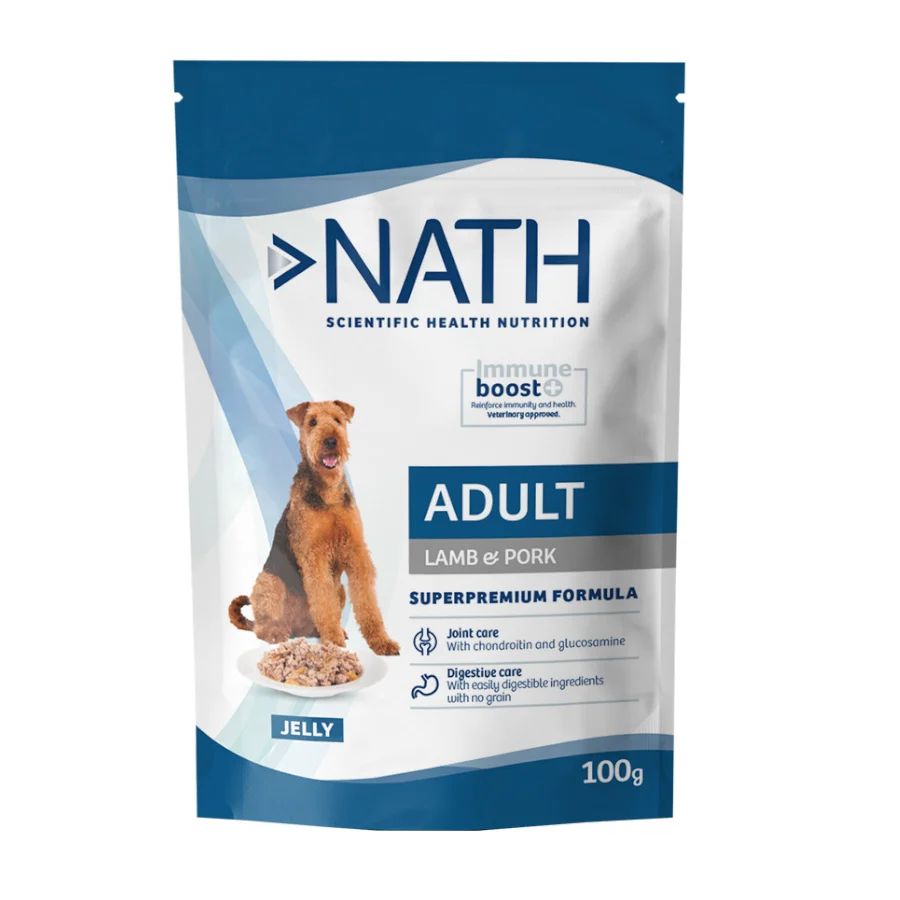 Nath Adult Cordeiro e Porco em Gelatina saquetas para cães
