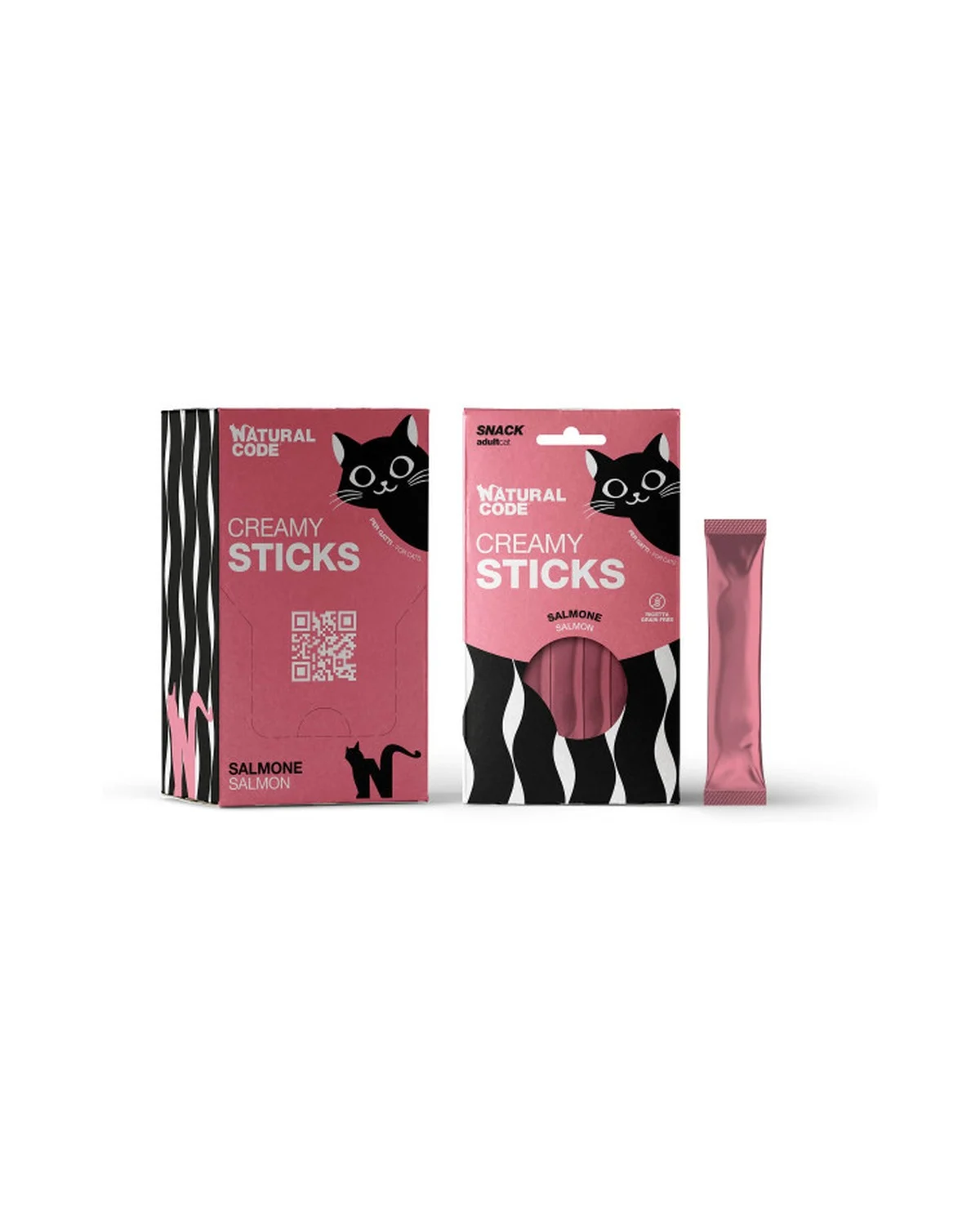 Natural Code Creamy – Snack Cremoso para Gatos – Snack Líquido de Salmão para Gato 4 x 14 g