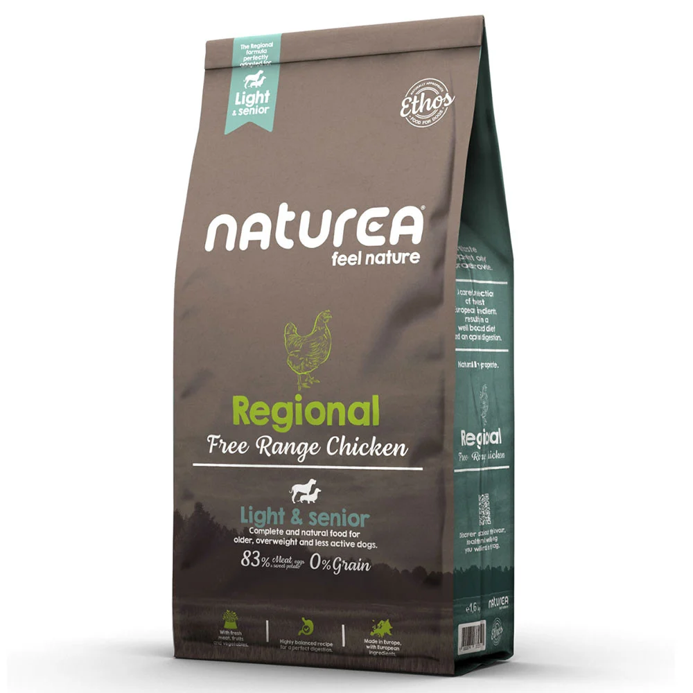 Naturea Ethos Regional Light & Senior – Ração seca para cão adulto e sénior para controlo do peso – Frango