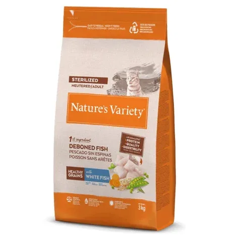 Nature’s Variety Healthy Grains Gato adulto esterilizado – Peixe branco – Quantidade: 3 kg
