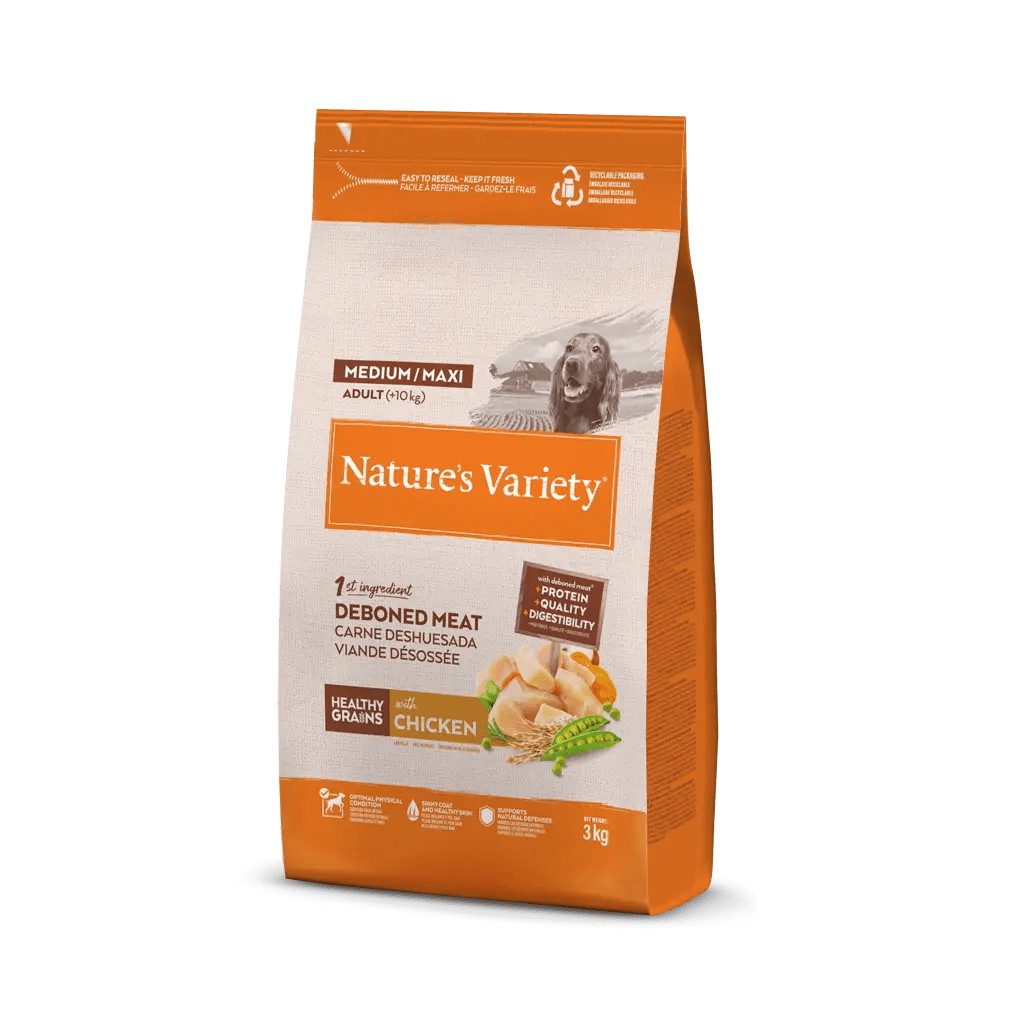 Nature’s Variety Healthy Grains Medium/Maxi – Ração seca para cão adulto médio ou grande – Frango