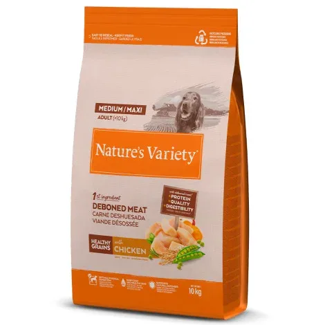Nature’s Variety Healthy Grains Medium/Maxi – Ração seca para cão adulto médio ou grande – Frango – Quantidade: 10 kg
