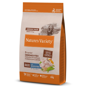Nature’s Variety Healthy Grains Medium/Maxi – Ração seca para cão adulto médio ou grande – Peixe branco