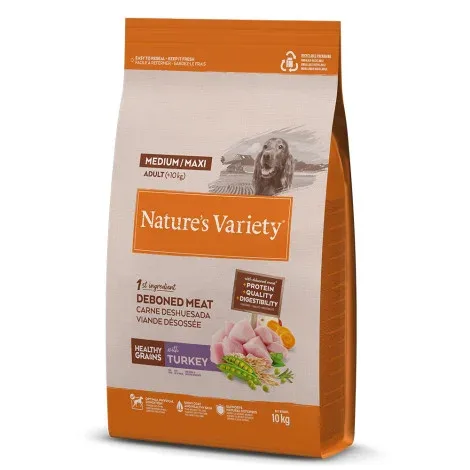 Nature’s Variety Healthy Grains Medium/Maxi – Ração seca para cão adulto médio ou grande – Peru – Quantidade: 10 kg