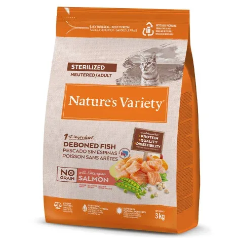 Nature’s Variety No grain Gato adulto esterilizado – Salmão da noruega – Quantidade: 3 kg