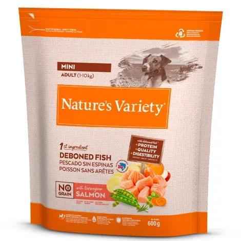 Nature’s Variety No Grain Mini adulto – Ração seca para cão de porte pequeno – Salmão – Quantidade: 600 g