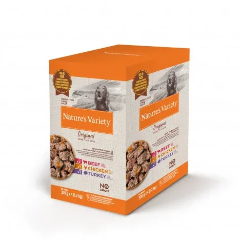 Nature’s Variety Original No grain Patê Cão Medium/maxi adulto – Multipack – Quantidade: 4 x 300 g