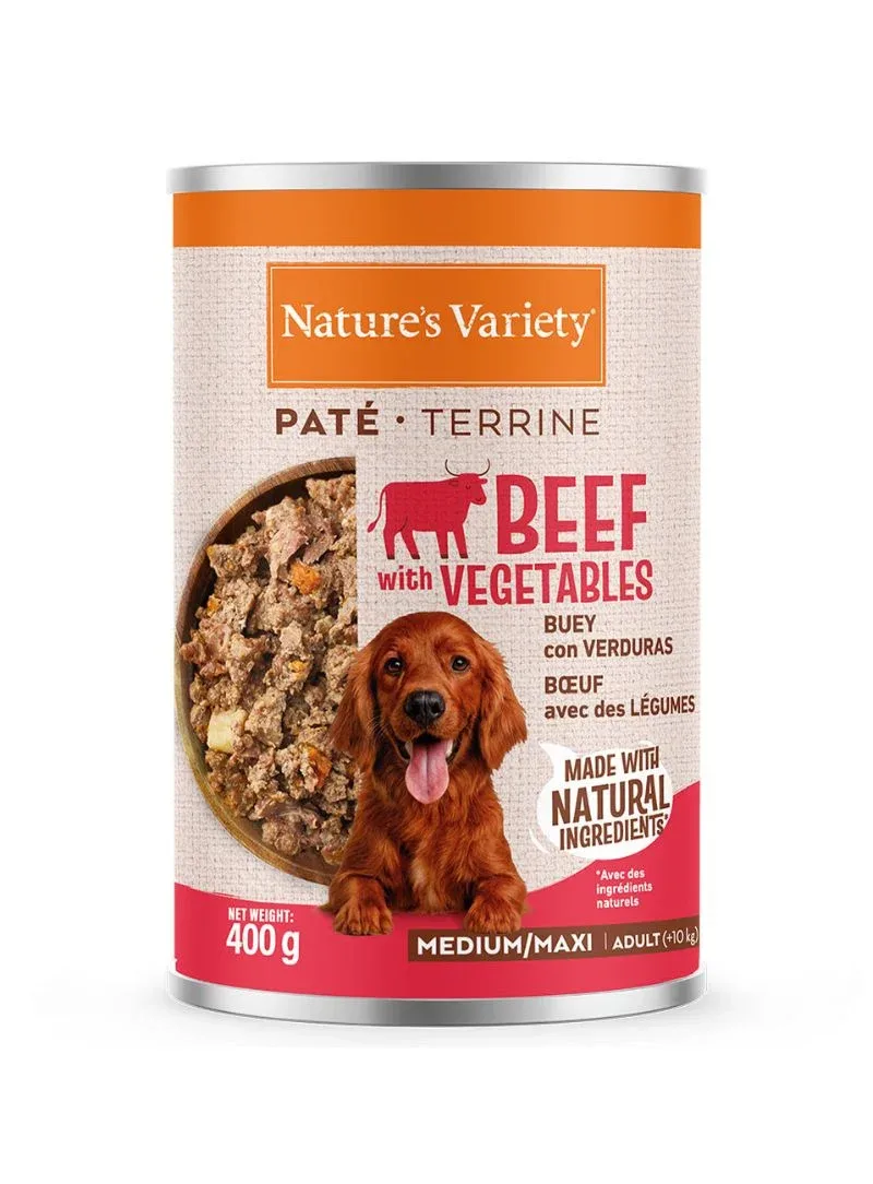 Nature’s Variety Paté Vaca com Legumes Medium/Maxi Adult – Alimento húmido para cães 400g