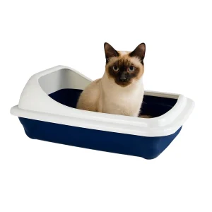 Nice Care Caixa de areia Birba Azul com borda para gatos