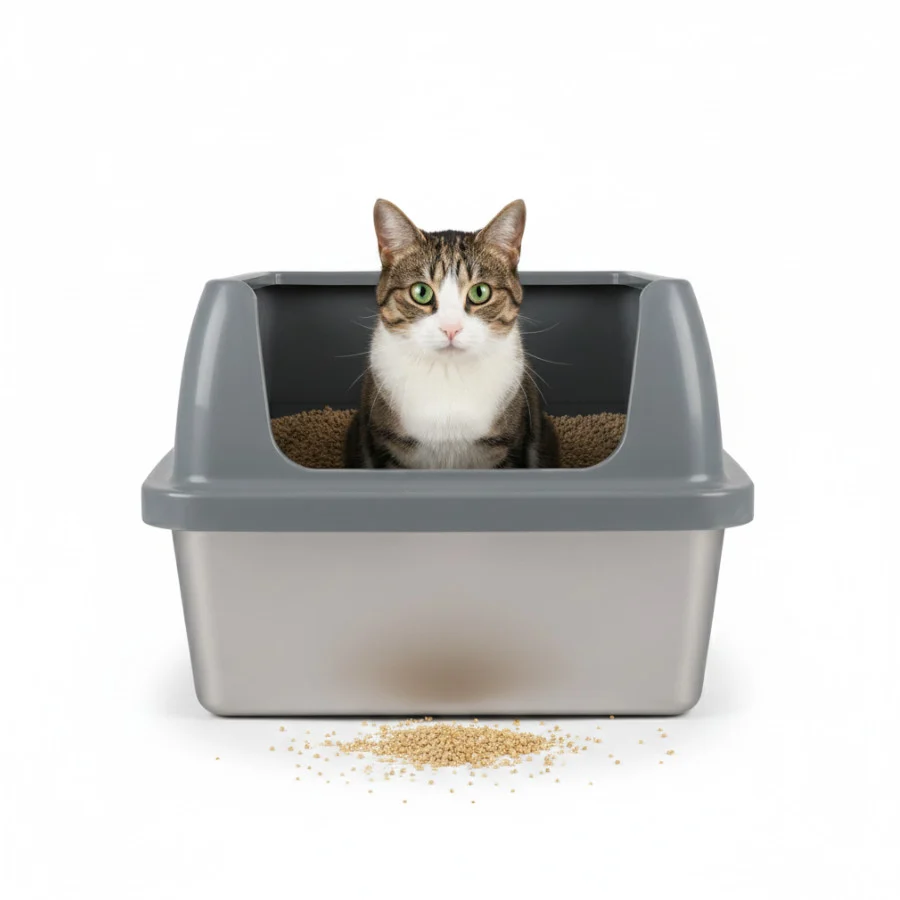 Nice Care Caixa de Areia em Aço Inoxidável para gatos