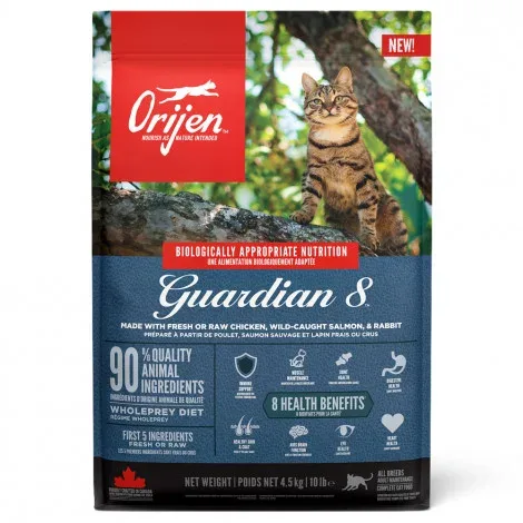 Orijen Guardian 8 – Ração seca para gato para suporte da saúde geral – Quantidade: 4,5 kg