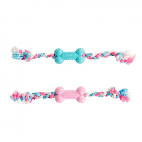 Osso em TPR com corda para cachorros – Duvo Plus – Medidas: 35 cm
