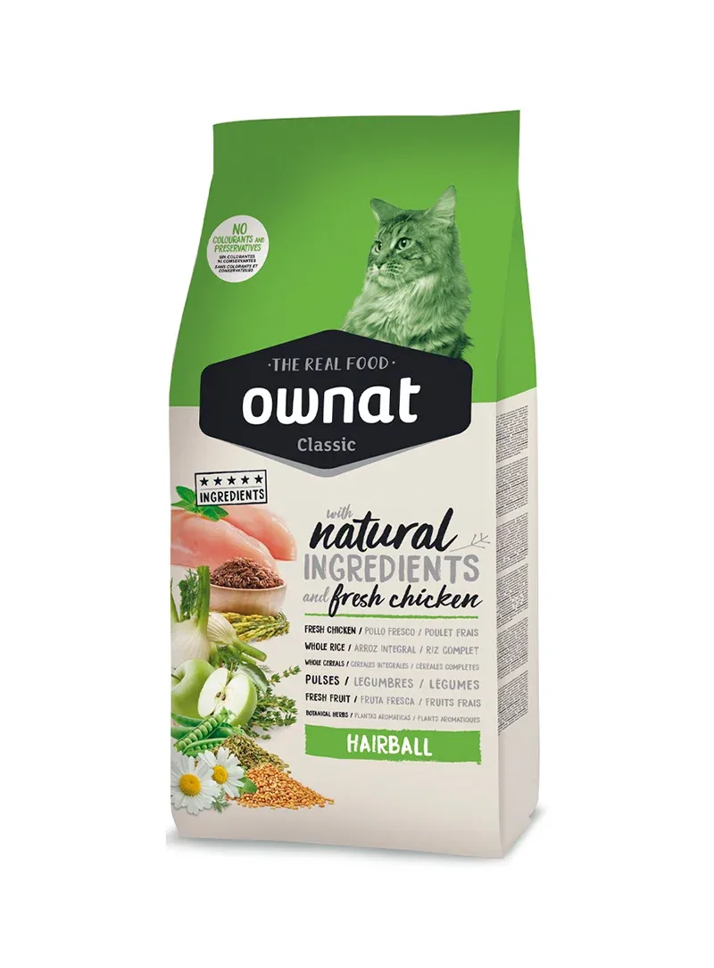 Ownat Classic Hairball – Alimento seco para gatos adultos