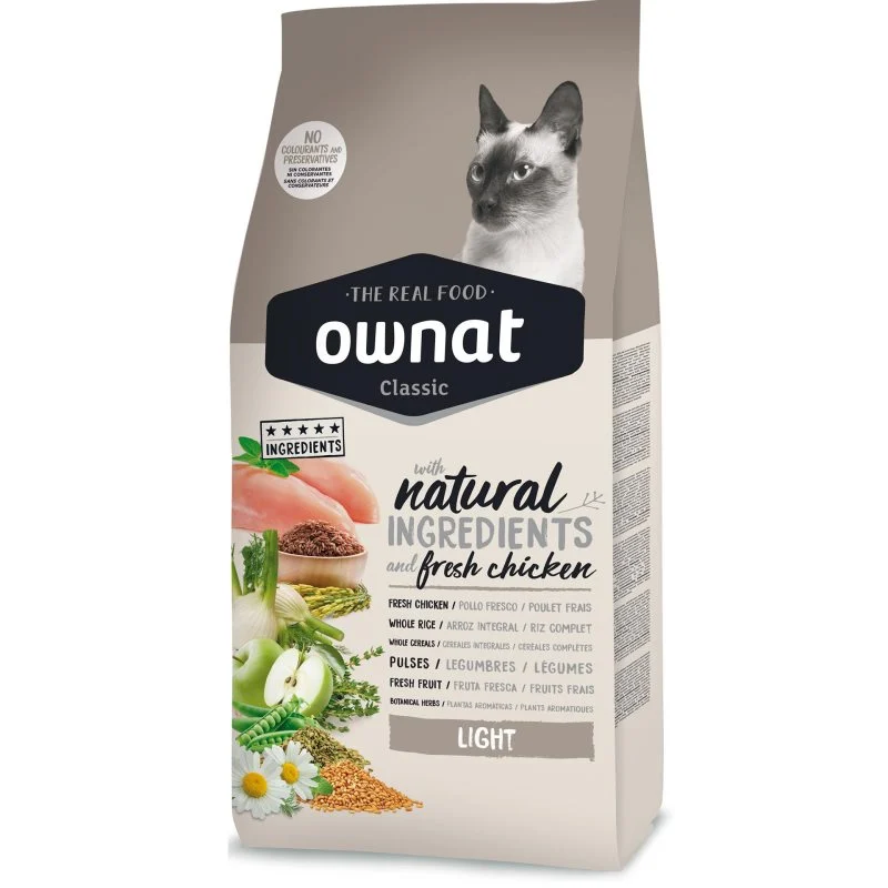 OWNAT Classic Light – Ração seca para gato adulto para manutenção do peso – Frango