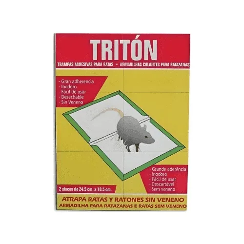 Pacote 2 armadilhas adesivas TRITON para ratos e camundongos (24,5×18,5cm)