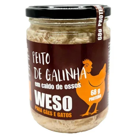 Peito de frango em caldo de ossos para cão e gato – Weso – Quantidade: 400 ml