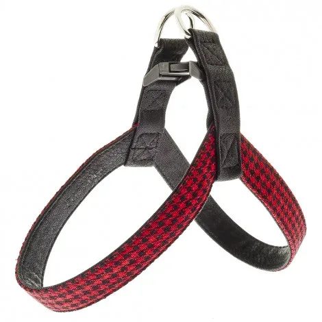 Peitoral Super Coco com padrão escocês para cães – Ferribiella – Cor do Produto: Vermelho | Medidas: 40 cm/20 mm