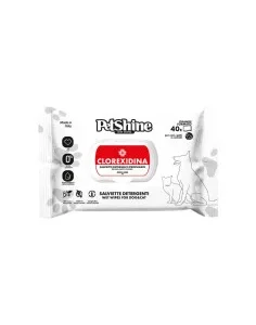 PetShine Toalhitas Húmidas com Clorexidina 40 Unidades – Higiene para Cães e Gatos