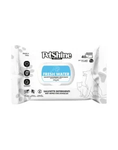 PetShine Toalhitas Húmidas Fresh Water 40 Unidades – Higiene para Cães e Gatos
