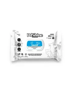 PetShine Toalhitas Húmidas Talco 40 Unidades – Higiene para Cães e Gatos