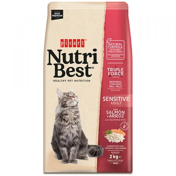 Picart Nutribest High Premium Gato Sensitive – Ração Seca para Gatos com Salmão e Arroz