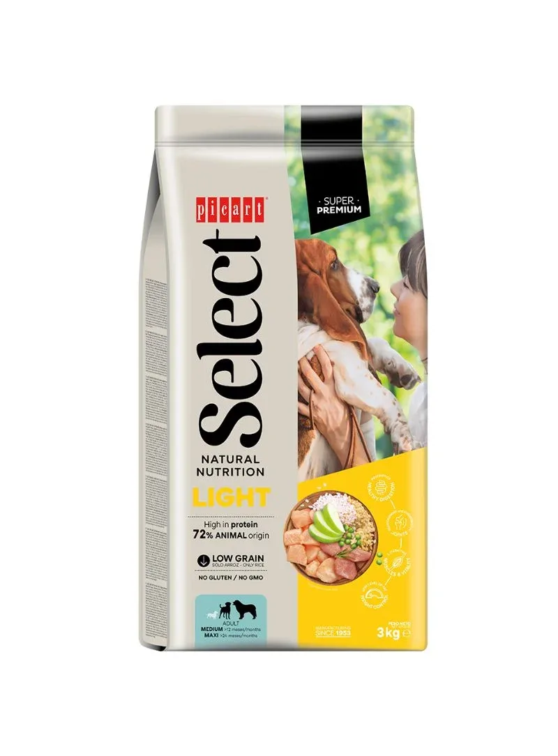 Picart Select Adult Light Frango e Arroz – Alimento seco para cães com excesso de peso
