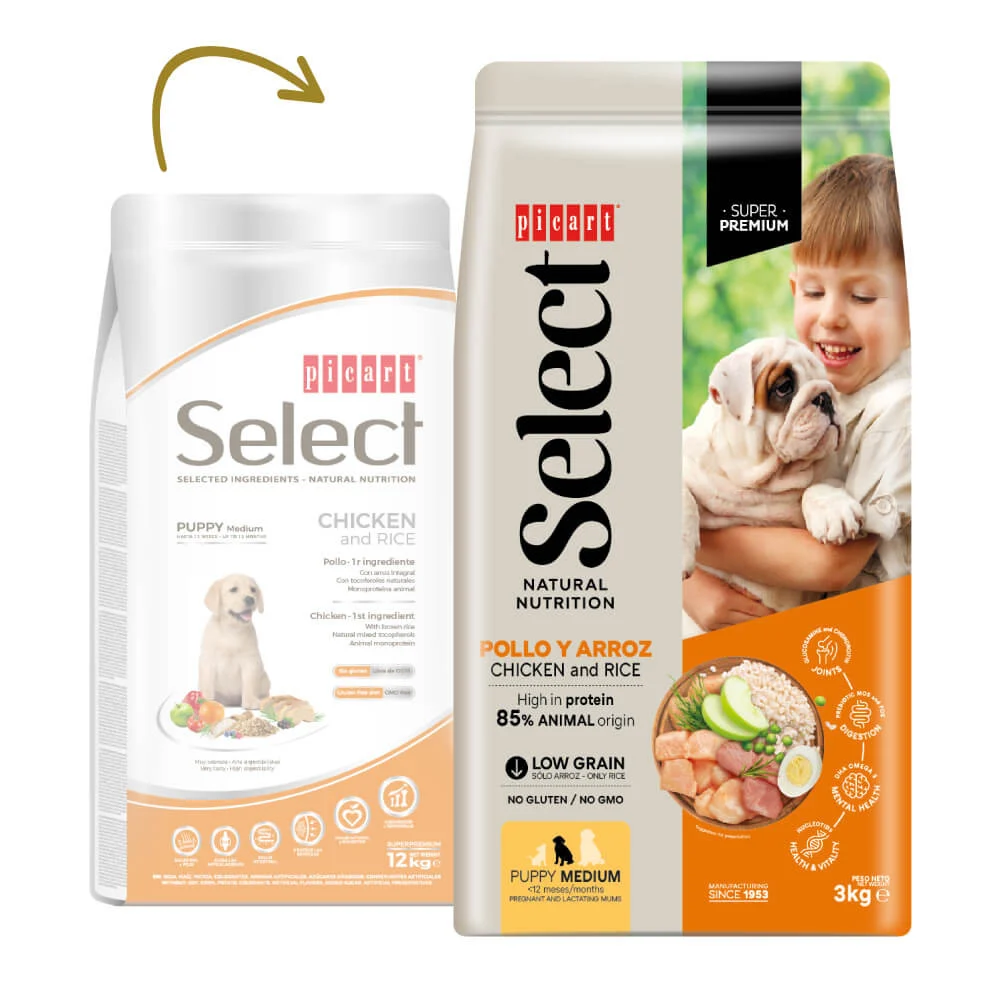 Picart Select Puppy Medium – Ração seca para cachorro médio – Frango e arroz