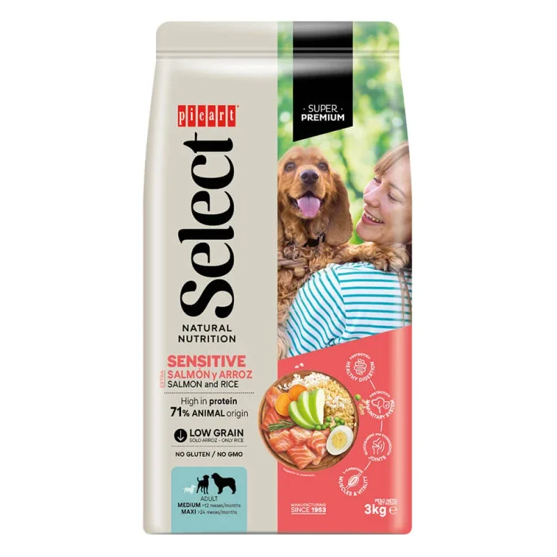 Picart Select Super Premium Cão Sensitive Adulto – Salmão e Arroz
