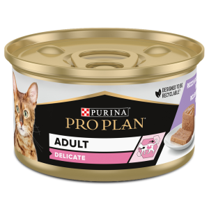 PRO PLAN Gato Adulto Delicate Digestão Delicada Mousse Rica em Peru 85 g