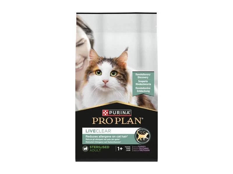 Pro Plan LiveClear Sterilised – Ração seca para gato adulto esterilizado para redução de alergénios – Peru